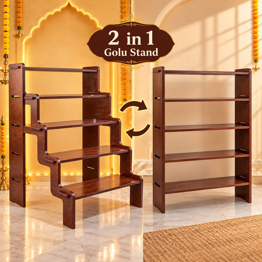 8072085685 pls whatsapp and confirm before placing order 2-in-1 Convertible Golu Stand -Golu Padi - Rose Wood Shade