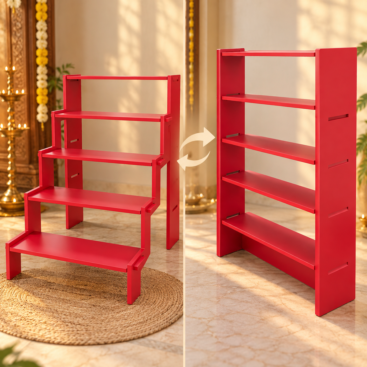 8072085685 pls whatsapp and confirm before placing order 2-in-1 Convertible Golu Stand -Golu Padi -Red