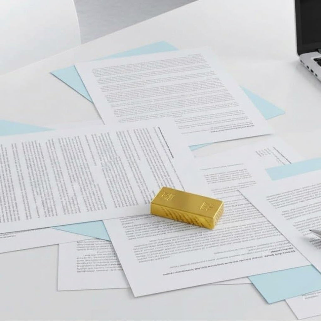 Premium 24K Gold Finish Metal Mini Fake Biscuit Bar Paperweight Elegant Desk Accessory for Home, Office & Corporate Gifting