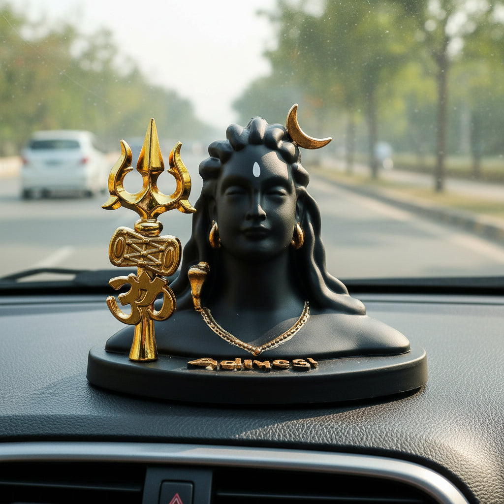 Adiyogi Shiva Statue with Trishul for Home and Car Dashboard