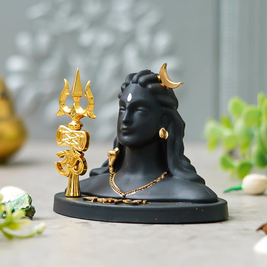 Adiyogi Shiva Statue with Trishul for Home and Car Dashboard