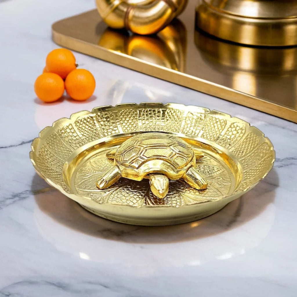 Tortoise with Plate for Vastu - Feng Shui Turtle for Good Luck