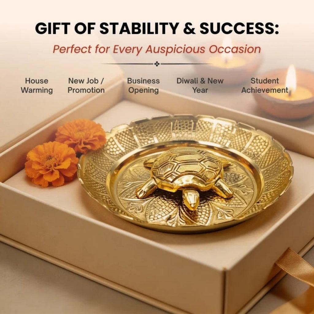 Tortoise with Plate for Vastu - Feng Shui Turtle for Good Luck