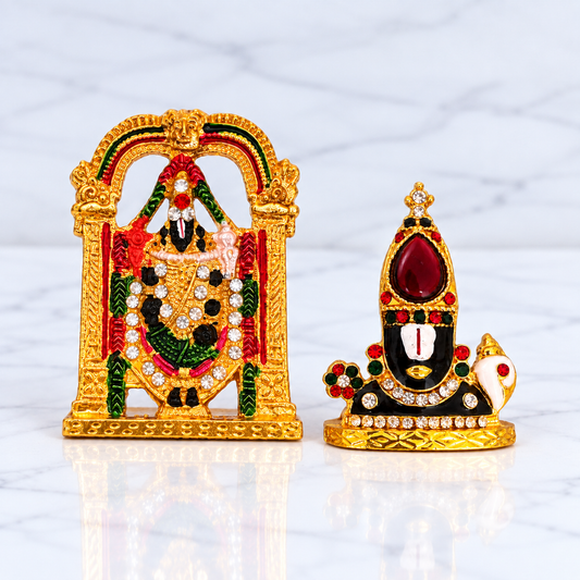 Lord Perumal Idol Golden Multicolour with Sangu and Chakram