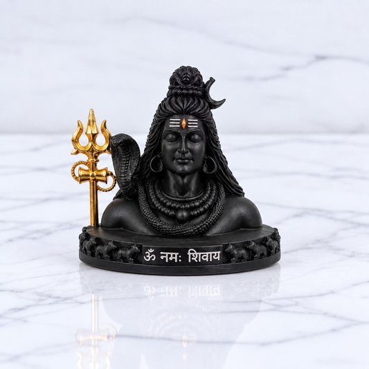 Lord Shiva Idol with Trishul & Damaru, Nandi base, Black