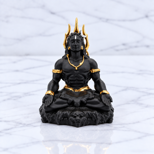 Shiv Murti for Home Temple Lord Shiva Idol (Mahadev) Black & Gold Finish