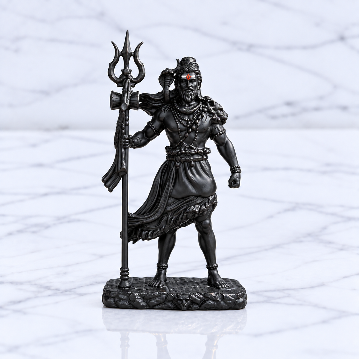 Lord Shiva Standing Idol Premium Matt Black Mahadev Murti with Trishul