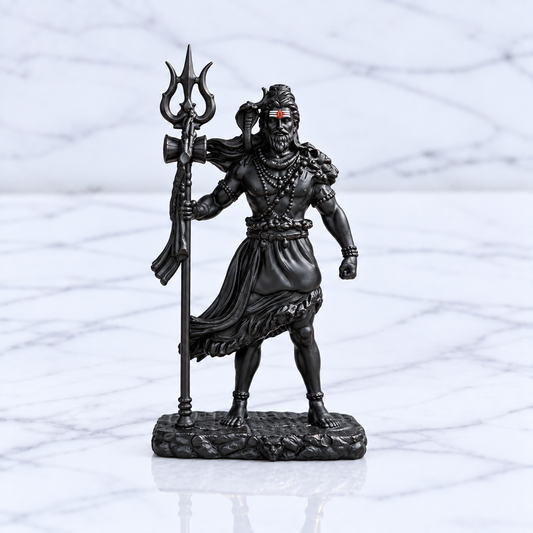 Lord Shiva Standing Idol Premium Matt Black Mahadev Murti with Trishul