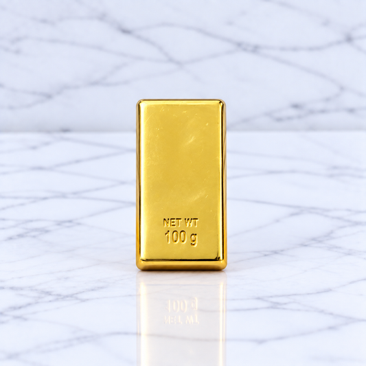 Premium 24K Gold Finish Metal Mini Fake Biscuit Bar Paperweight Elegant Desk Accessory for Home, Office & Corporate Gifting