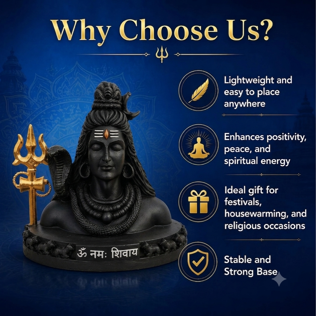 Lord Shiva Idol with Trishul & Damaru, Nandi base, Black