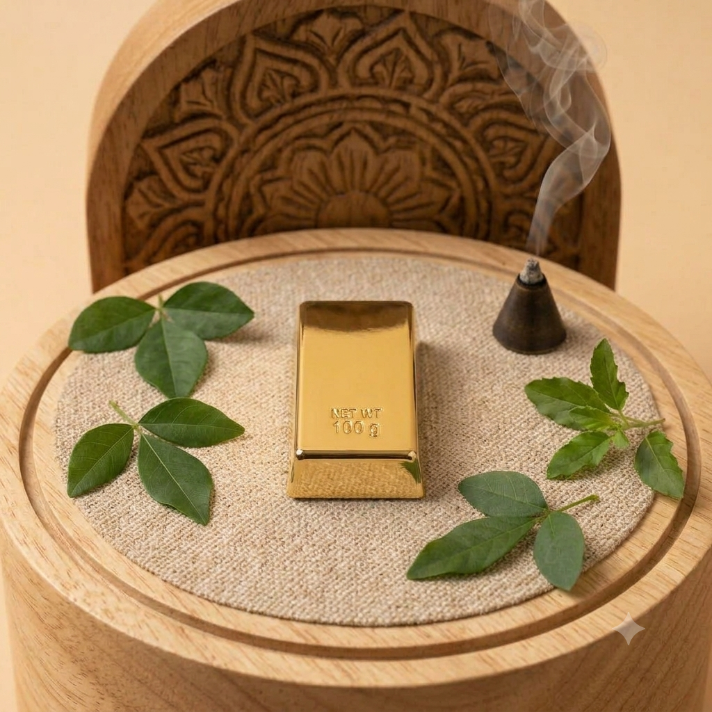 Premium 24K Gold Finish Metal Mini Fake Biscuit Bar Paperweight Elegant Desk Accessory for Home, Office & Corporate Gifting