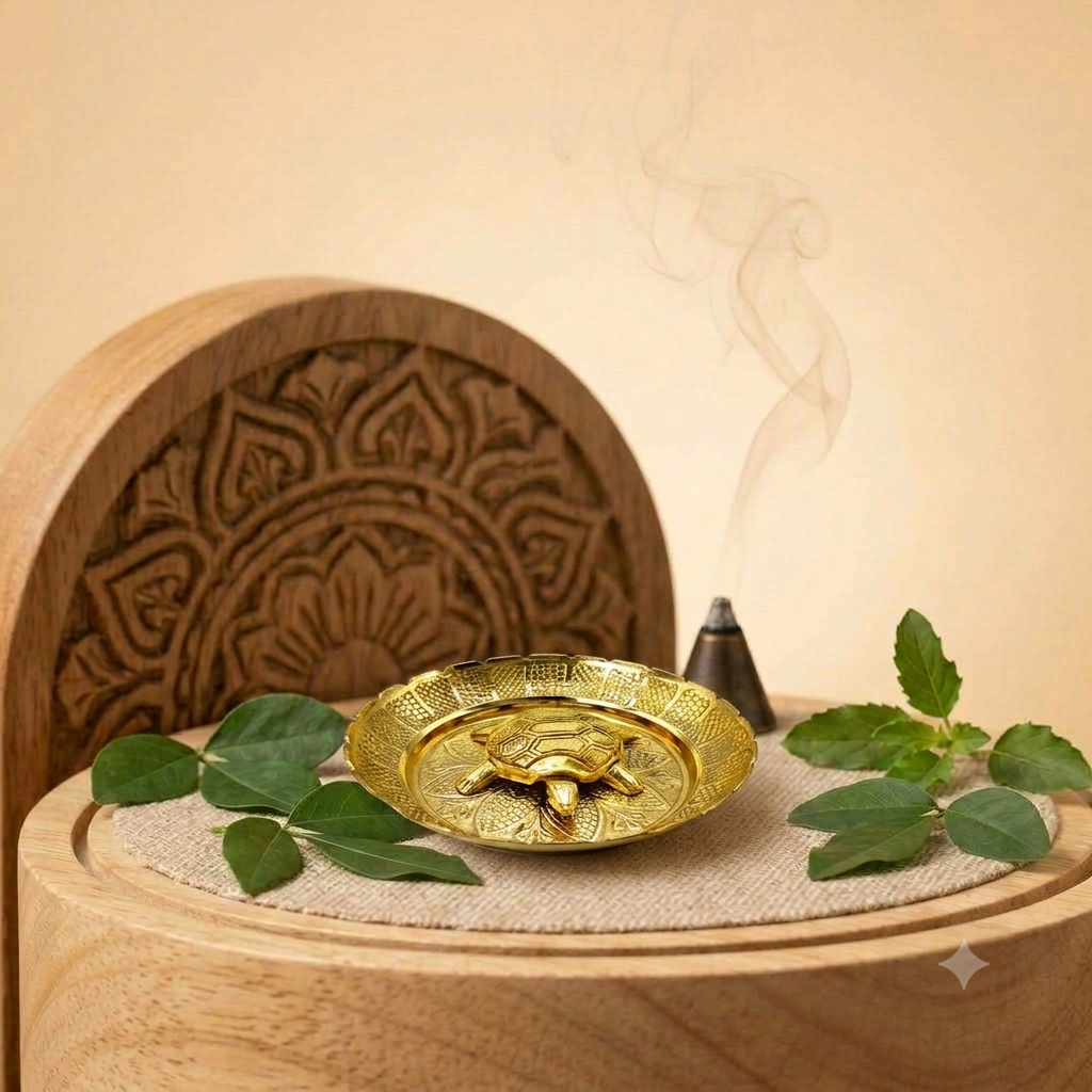 Tortoise with Plate for Vastu - Feng Shui Turtle for Good Luck