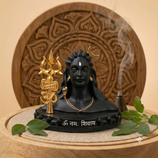Adiyogi Shiva Statue with Trishul for Home and Car Dashboard