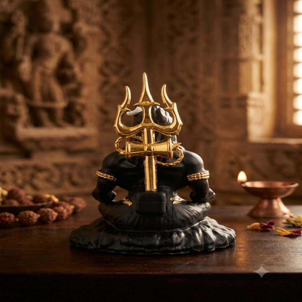 Shiv Murti for Home Temple Lord Shiva Idol (Mahadev) Black & Gold Finish