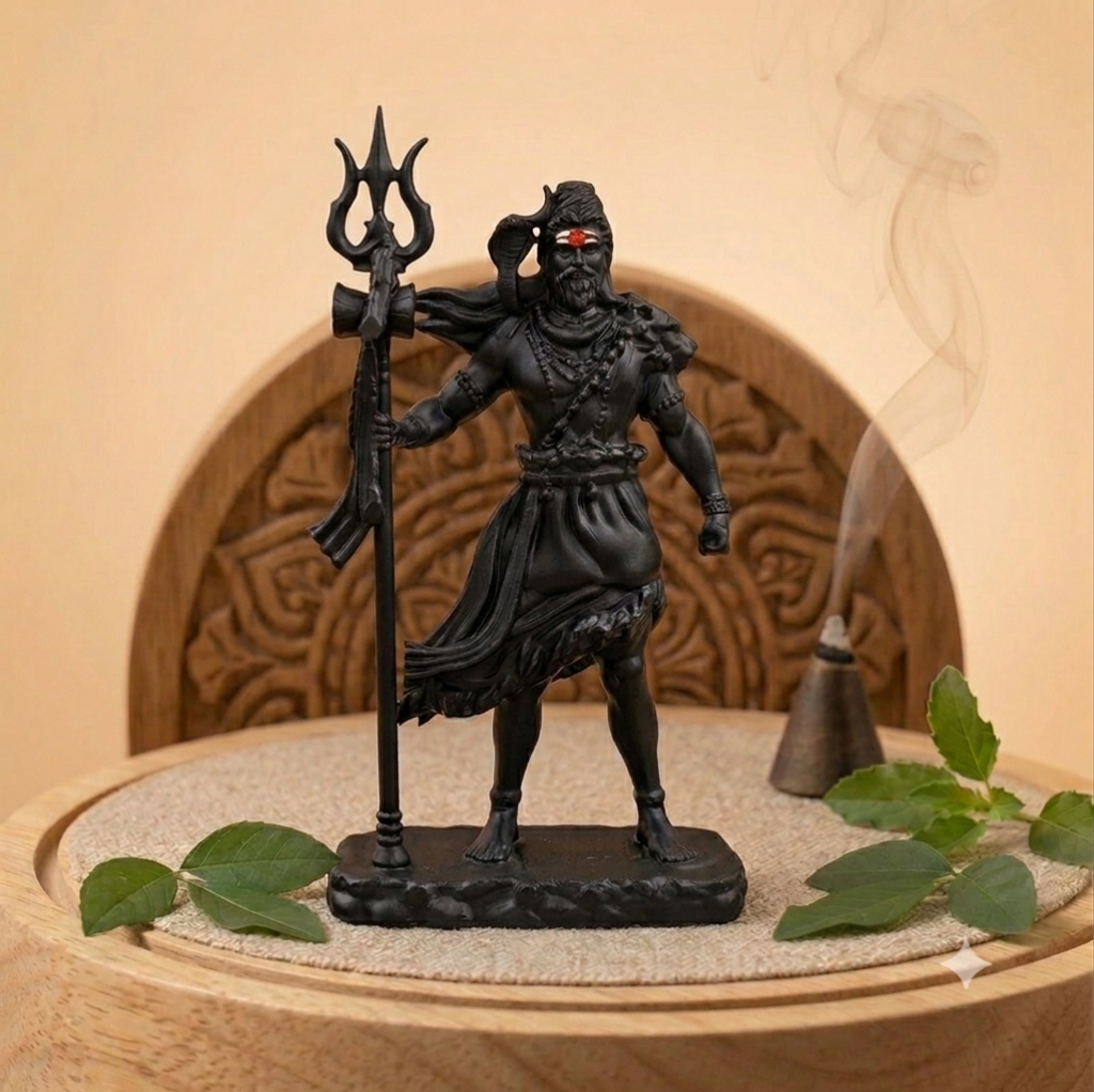 Lord Shiva Standing Idol Premium Matt Black Mahadev Murti with Trishul