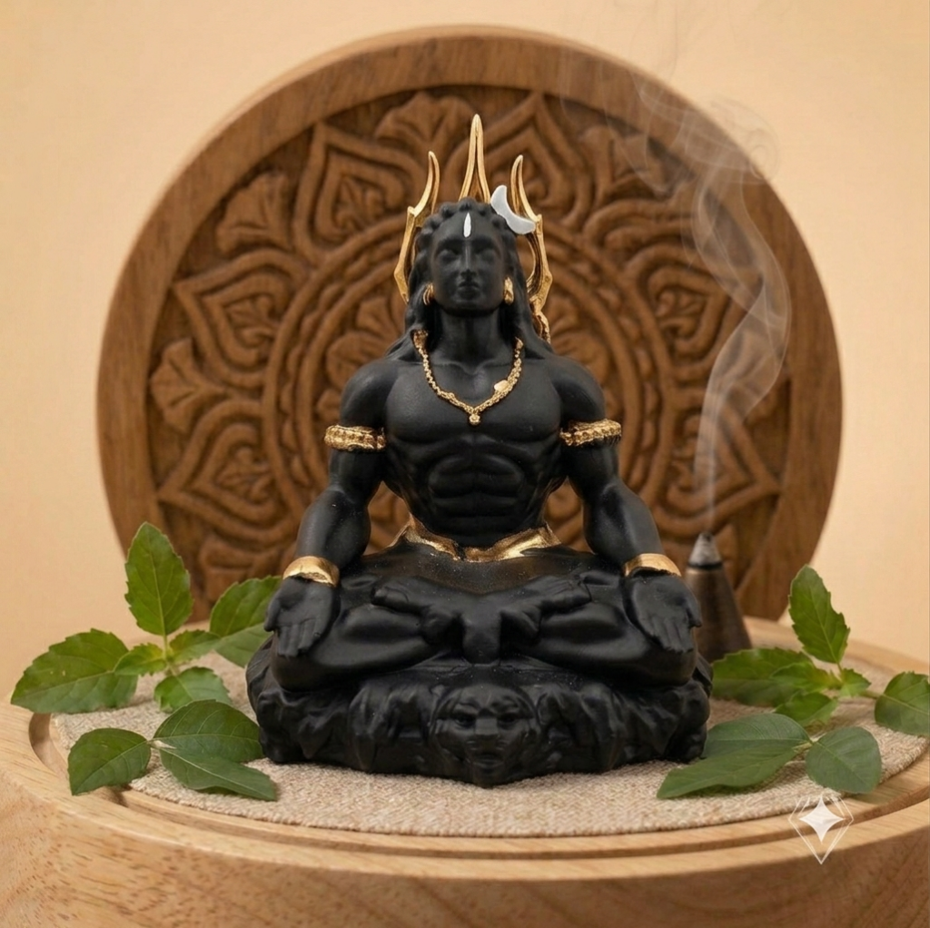Shiv Murti for Home Temple Lord Shiva Idol (Mahadev) Black & Gold Finish