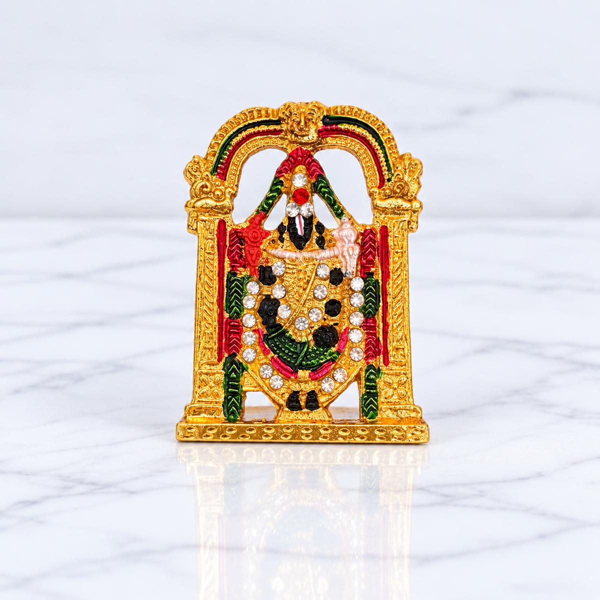 Lord Perumal Idol Golden Multicolour with Sangu and Chakram