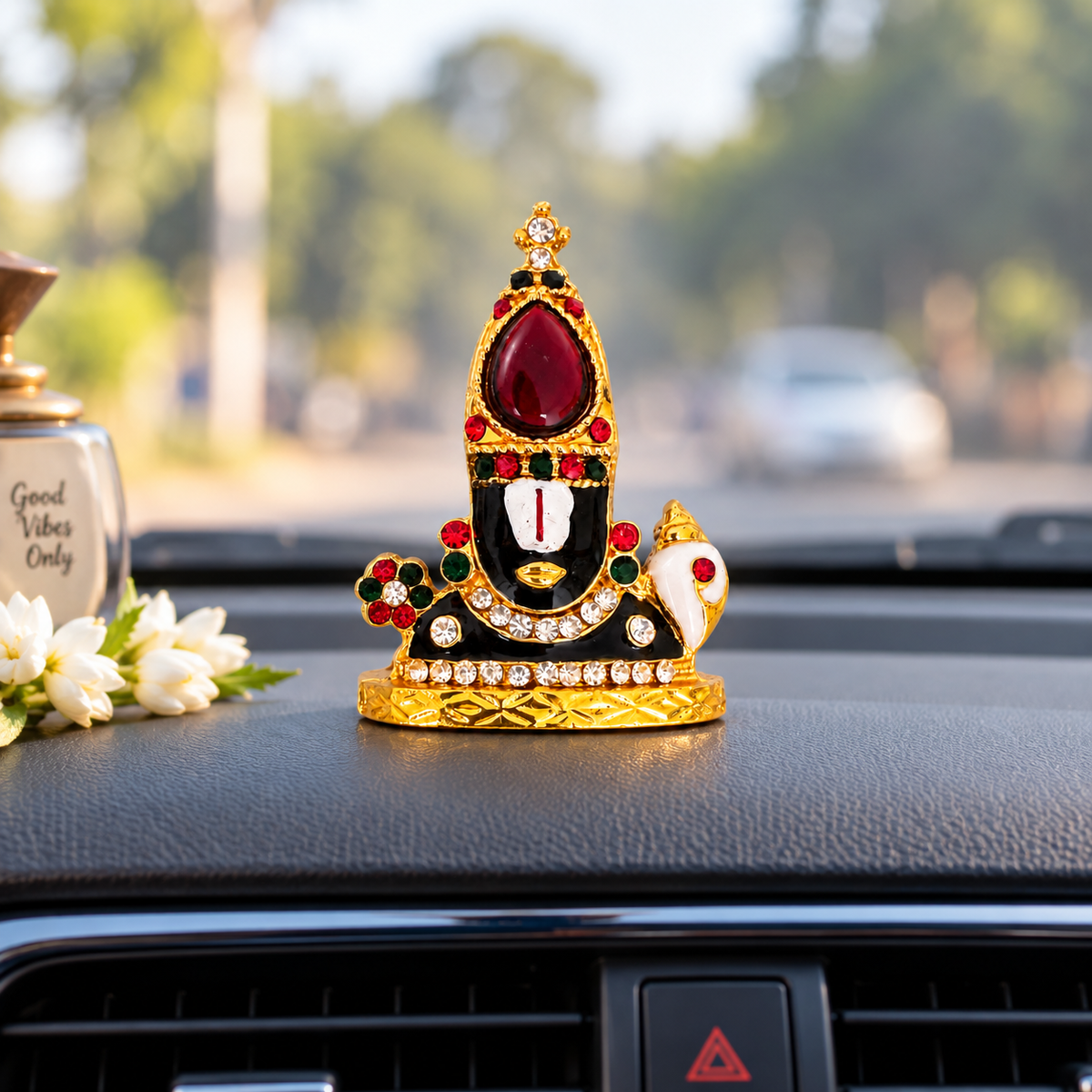 Lord Perumal Idol Golden Multicolour with Sangu and Chakram