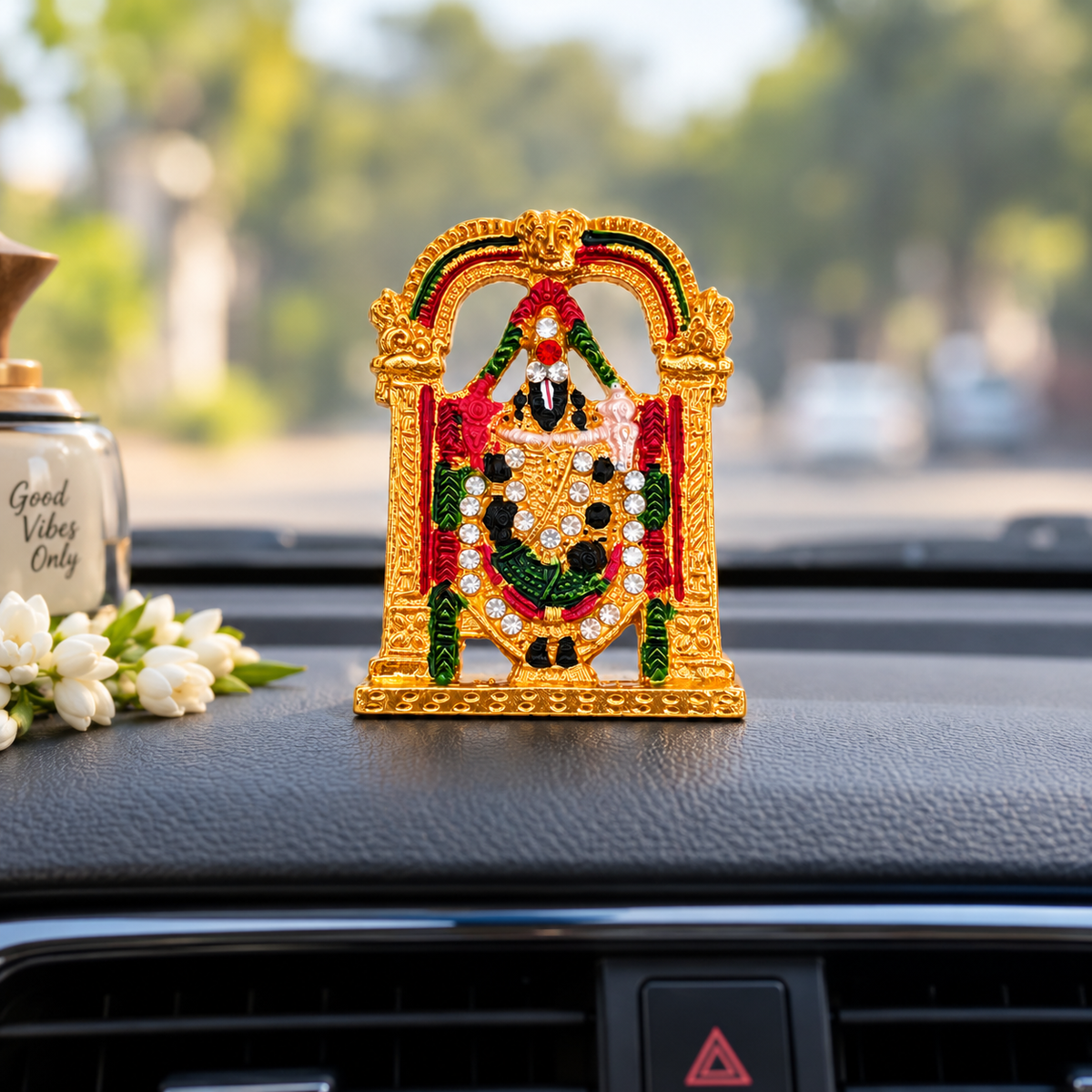 Lord Perumal Idol Golden Multicolour with Sangu and Chakram