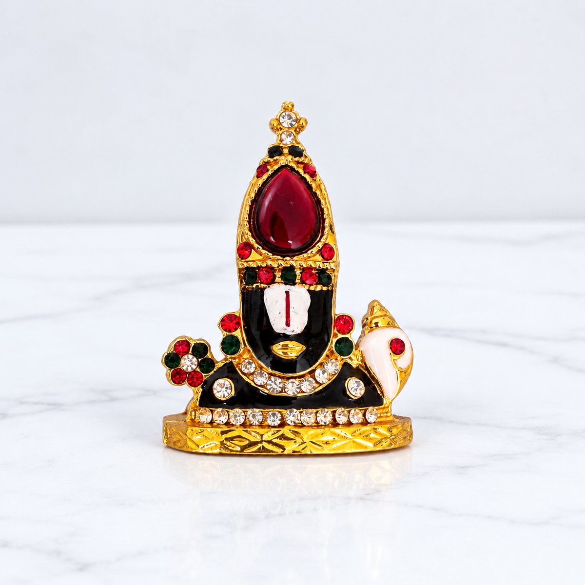 Lord Perumal Idol Golden Multicolour with Sangu and Chakram