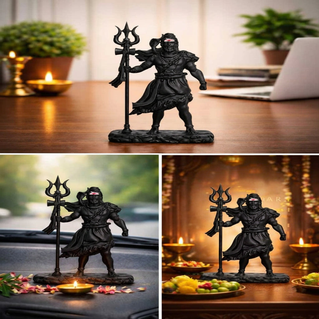 Lord Shiva Standing Idol Premium Matt Black Mahadev Murti with Trishul