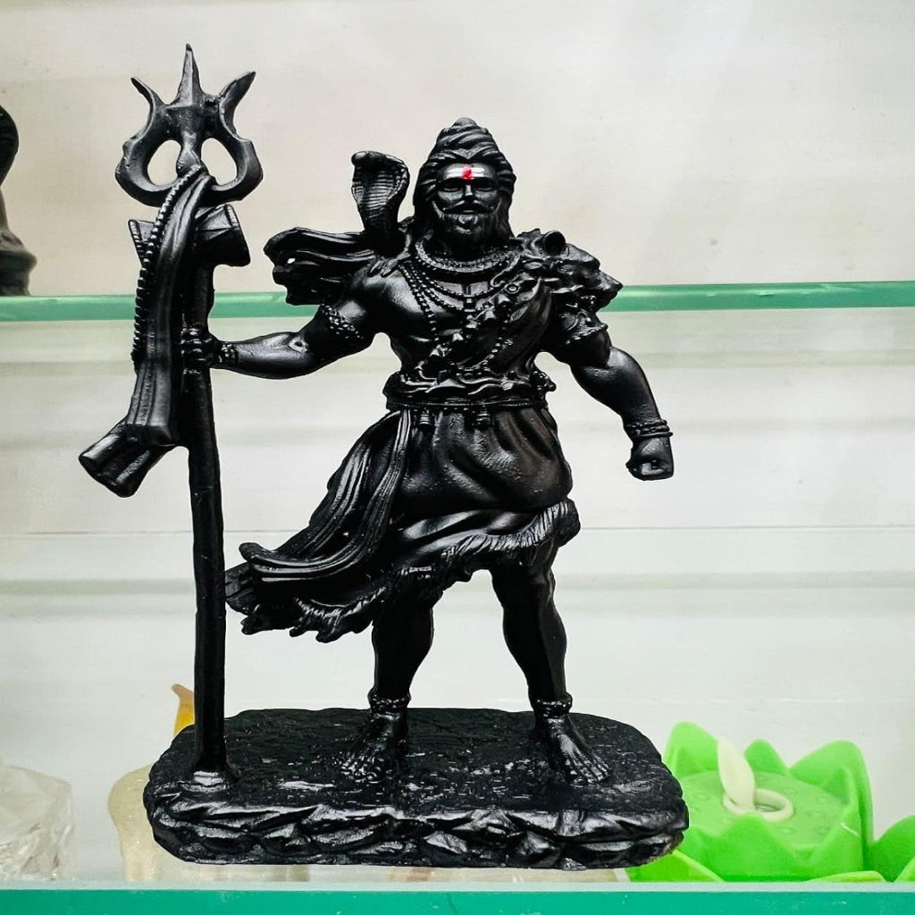 Lord Shiva Standing Idol Premium Matt Black Mahadev Murti with Trishul