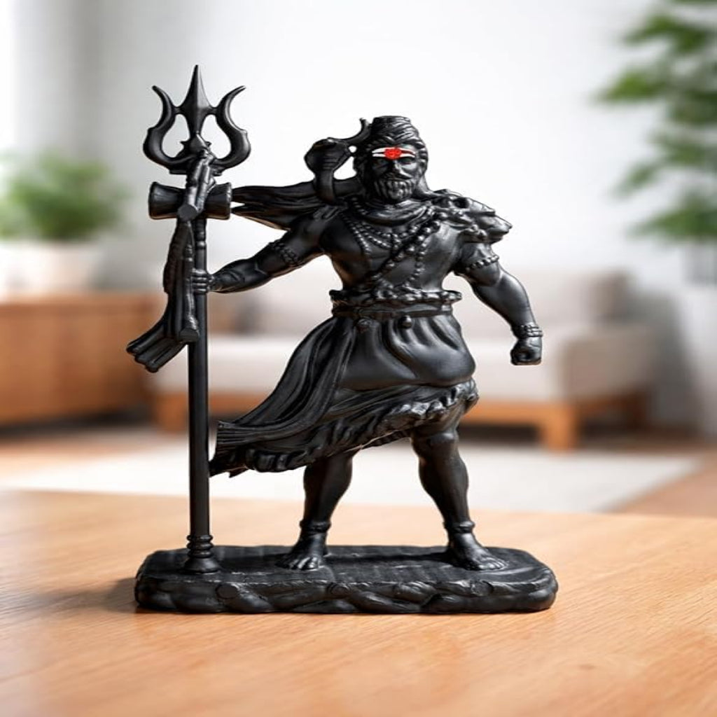 Lord Shiva Standing Idol Premium Matt Black Mahadev Murti with Trishul