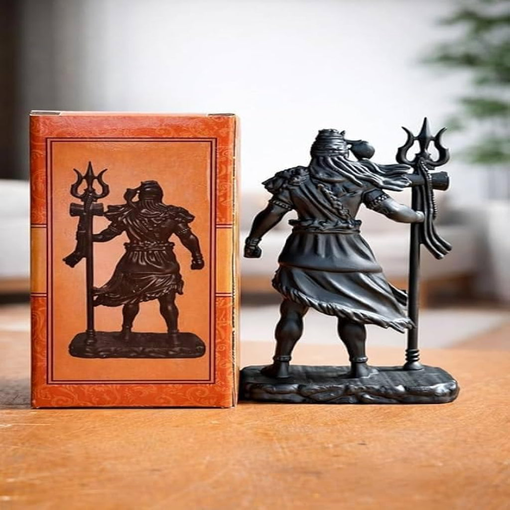 Lord Shiva Standing Idol Premium Matt Black Mahadev Murti with Trishul