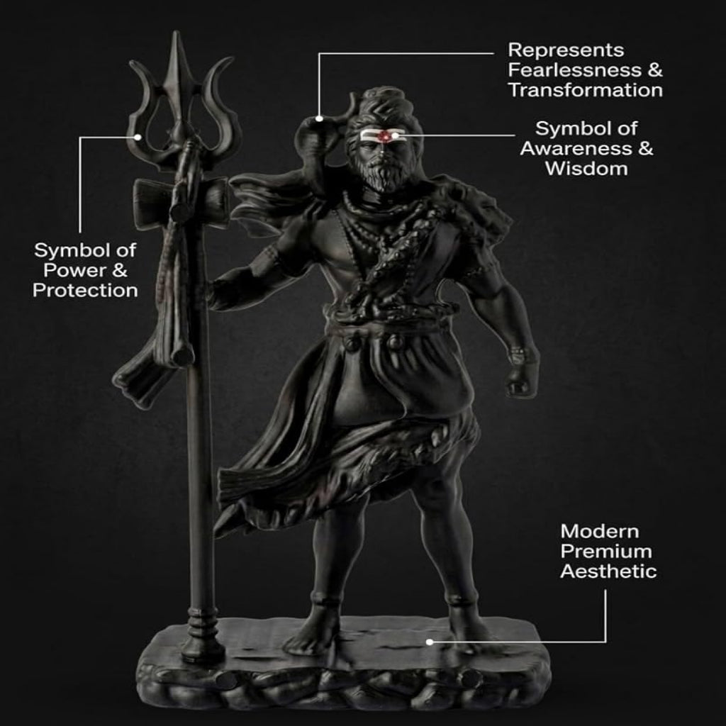 Lord Shiva Standing Idol Premium Matt Black Mahadev Murti with Trishul