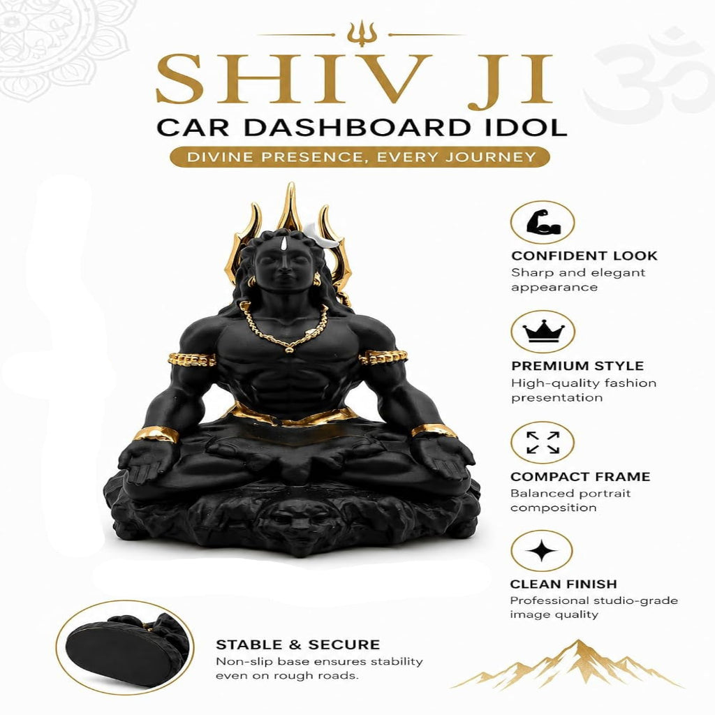 Shiv Murti for Home Temple Lord Shiva Idol (Mahadev) Black & Gold Finish