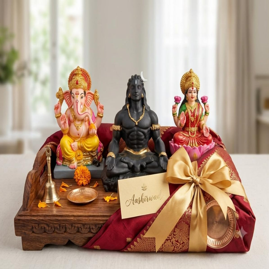 Shiv Murti for Home Temple Lord Shiva Idol (Mahadev) Black & Gold Finish