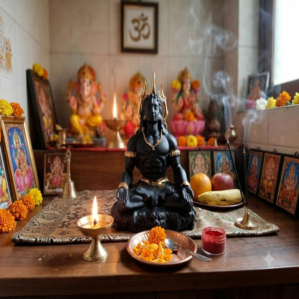 Shiv Murti for Home Temple Lord Shiva Idol (Mahadev) Black & Gold Finish