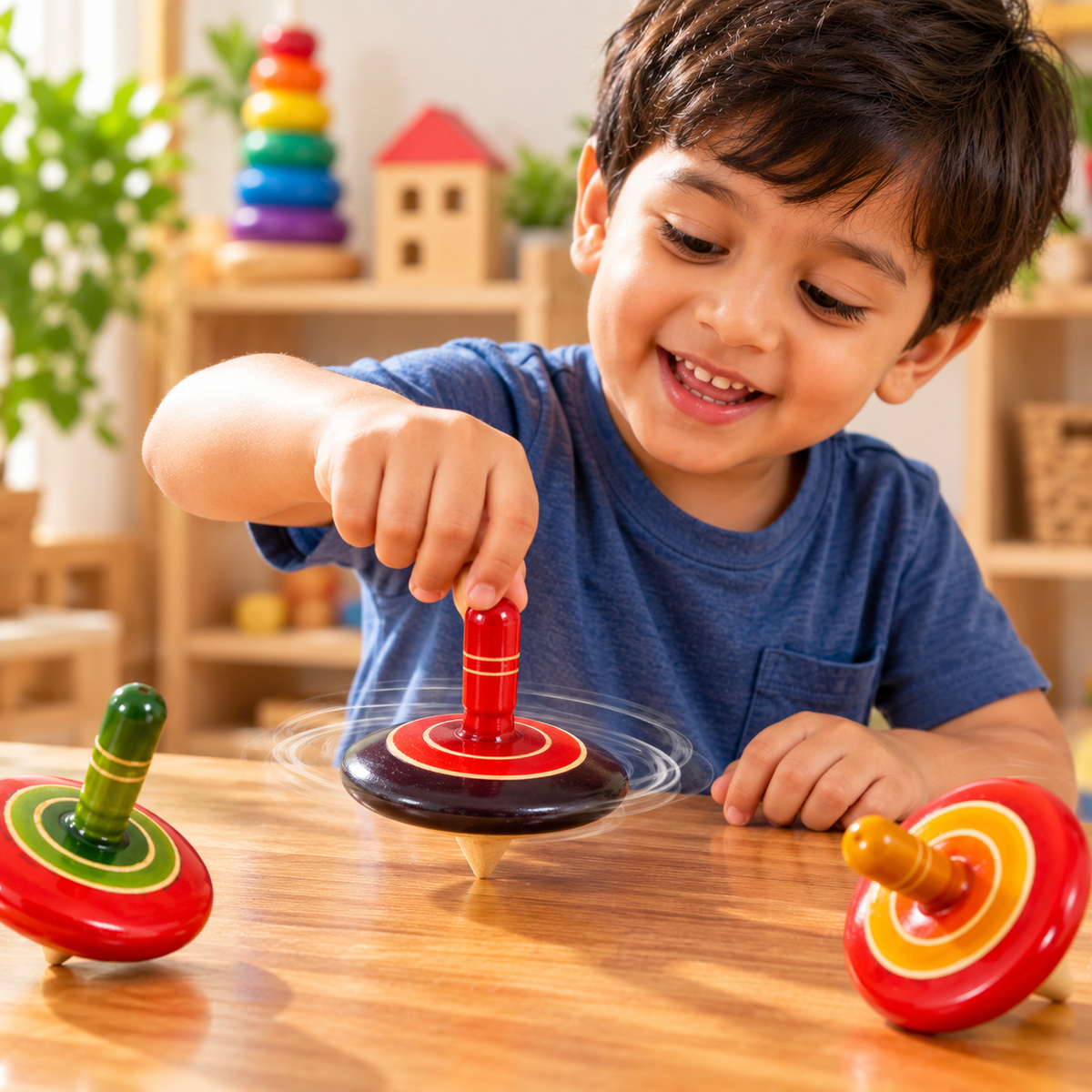 Wooden Finger Top - Spin Top Combo