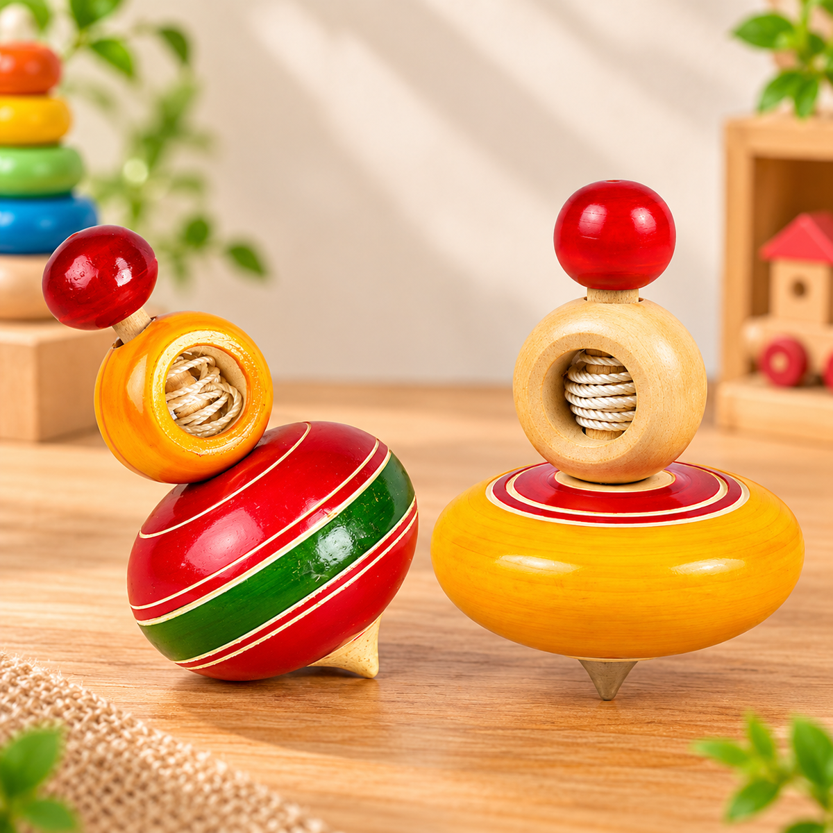 Wooden Wing Top - Spinning Toy Pambaram Mix