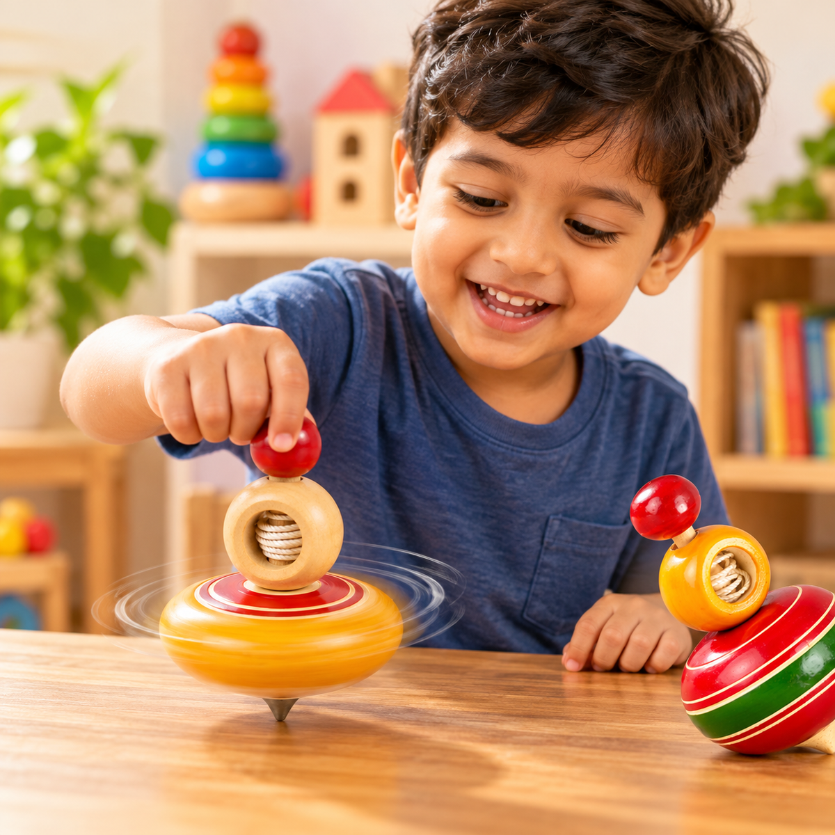 Wooden Wing Top - Spinning Toy Pambaram Mix